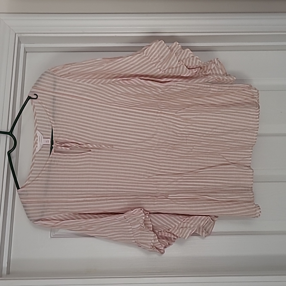 Lauren Conrad Stripe Blouse Ruffle 3/4 Sleeve XL